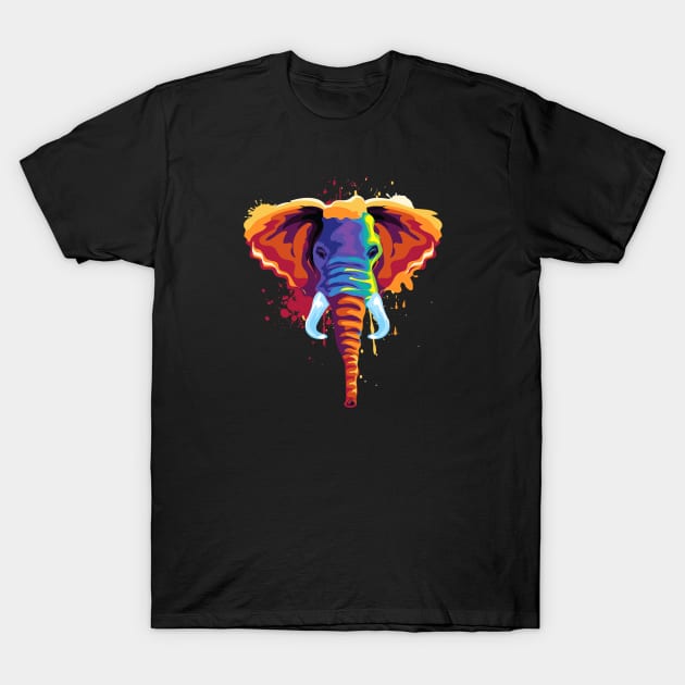 Colorful Elephant artist design. Unique style. Add color and style to any outfit. Perfect for any elephant lover! T-Shirt by Flawless Designs